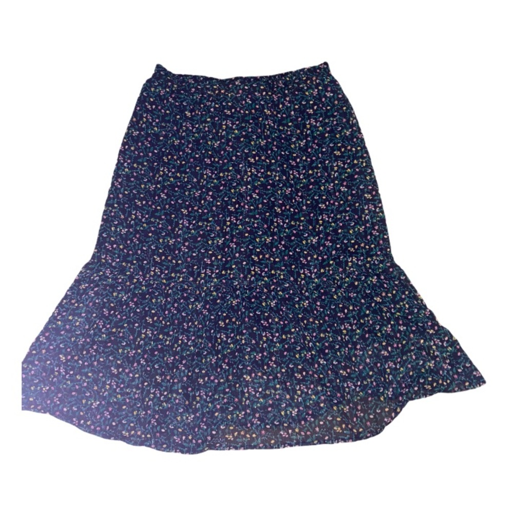 Banana Republic Black and Floral Medium Skirt